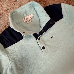 Vineyard Vines SMALL Pullover Blue Navy Fleece Quarter Button Sweater #206022